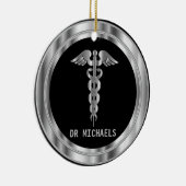  Medical Symbol 👨‍⚕️ - Black and Silver Keramisch Ornament (Rechts)