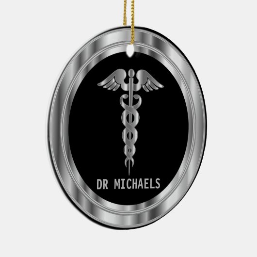  Medical Symbol 👨‍⚕️ - Black and Silver Keramisch Ornament (Rechts)