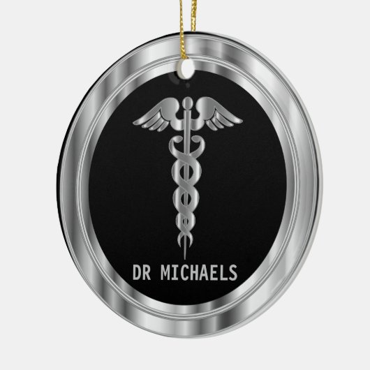  Medical Symbol 👨‍⚕️ - Black and Silver Keramisch Ornament (Links)