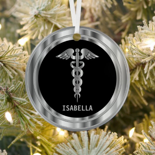 Medical Symbol 👨 ‍ ⚕️ - Black and Silver Metalen Ornament (Insitu)