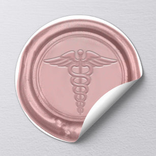 Medical Symbool Roos Gold Nurse Doctor Wax Ronde Sticker