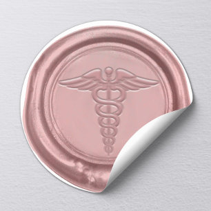 Medical Symbool Roos Gold Nurse Doctor Wax Ronde Sticker