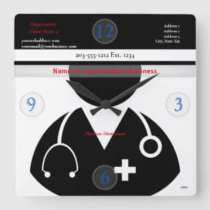 Medical Theme Wall Clock HAMbyWG Vierkante Klok