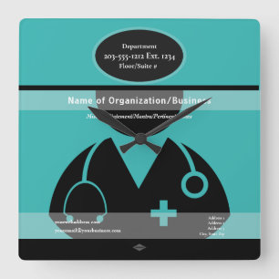 Medical Theme Wall Clock HAMbyWG Vierkante Klok