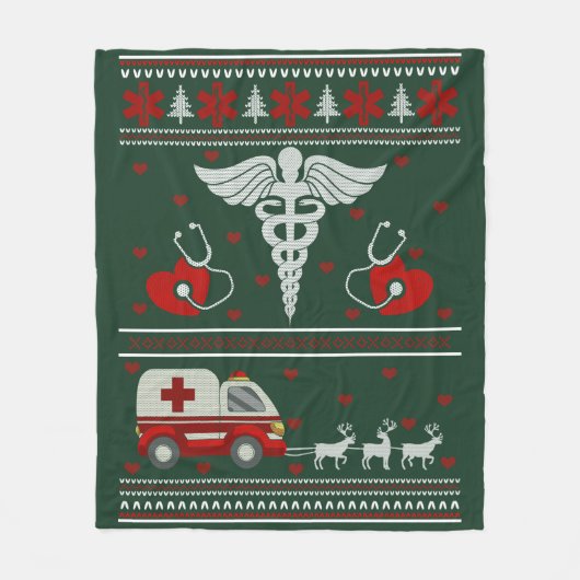Medical Ugly Holiday Sweater Fleece Deken (Voorkant)