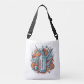 Medical Vial Art - Syringe & Pill Bottle Wings Crossbody Tas (Voorkant)