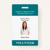 Medical Volunteer Hospital Foto ID Badjes Badge (Voorkant)