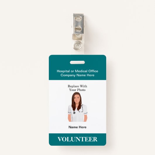 Medical Volunteer Hospital Foto ID Badjes Badge (Voorkant met clip)