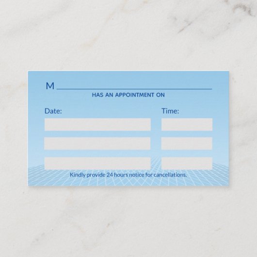 Medical White 3D Caduceus Blue Design Afsprakenkaartje (Achterkant)