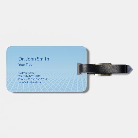 Medical White 3D Caduceus Blue Design Bagagelabel (Achterkant horizontaal)