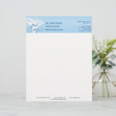 Medical White 3D Caduceus Blue Design Briefhoofd (Staand voorkant)