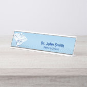 Medical White 3D Caduceus Blue Design Bureau Naambordje (Voorkant)