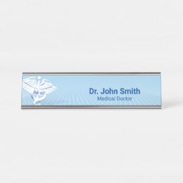 Medical White 3D Caduceus Blue Design Bureau Naambordje