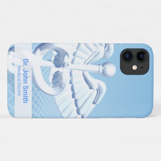 Medical White 3D Caduceus Blue Design Case-Mate iPhone Case (Achterkant (horizontaal))