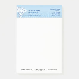 Medical White 3D Caduceus Blue Design Post-it® Notes
