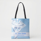 Medical White 3D Caduceus Blue Design Tote Bag (Voorkant)
