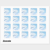 Medical White 3D Caduceus Blue Design Vierkante Sticker (Vel)