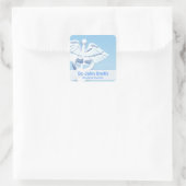 Medical White 3D Caduceus Blue Design Vierkante Sticker (Tas)