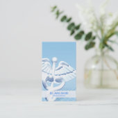 Medical White 3D Caduceus Blue Design Visitekaartje (Staand voorkant)