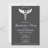 Medical White Caduceus Anthracite Photo Graduation Kaart (Voorkant)