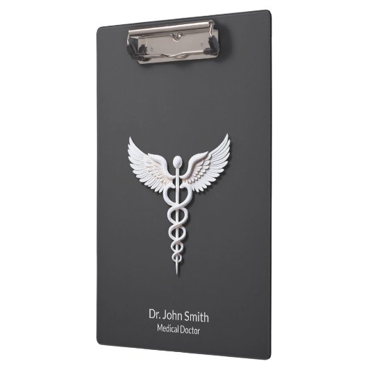 Medical White Clean Gedetailleerde Caduceus Antrac Klembord (Links)
