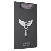 Medical White Clean Gedetailleerde Caduceus Antrac Klembord (Rechts)
