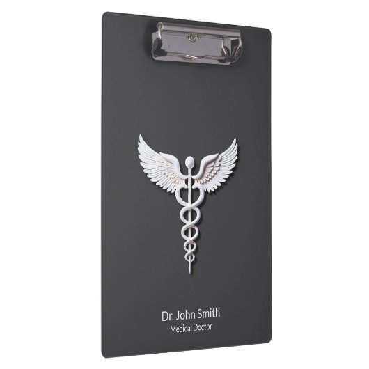 Medical White Clean Gedetailleerde Caduceus Antrac Klembord (Rechts)
