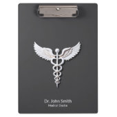 Medical White Clean Gedetailleerde Caduceus Antrac Klembord (Voorkant)