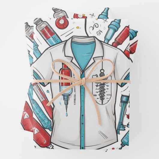 Medical Wrapping Paper - Syringe & Vial Art (In situ)