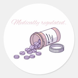 Medically Regulated Cute Pink Pill Bottle Girly Ronde Sticker