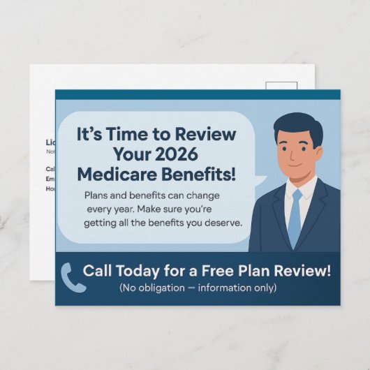 Medicare AEP 2026 Plan Review Postcard Feestdagenkaart (Voorkant / Achterkant)