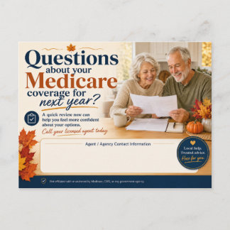 Medicare Agent Herfst Klant Herinnering Postkaart Feestdagenkaart