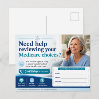 Medicare-dekkingscheck Postkaart | Verzekeringslee Feestdagenkaart