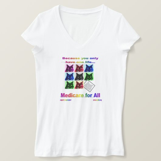"Medicare for All" V-hals Vrouwen T-shirt (Design voorkant)