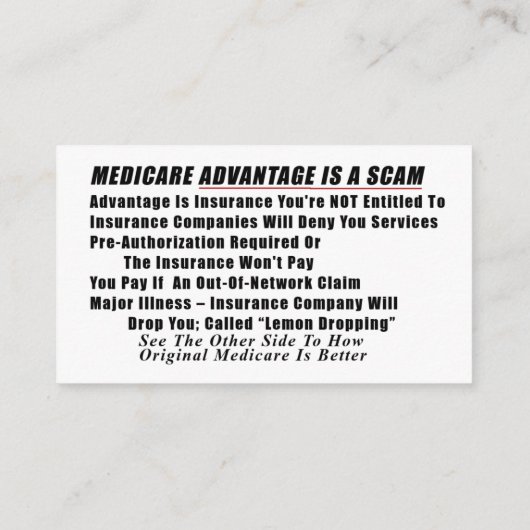 Medicare-informatiekaart Informatiekaartje (Achterkant)