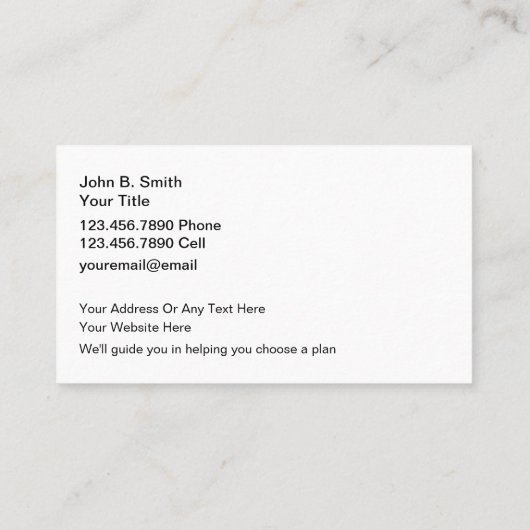 Medicare Insurance Agent Simple Visitekaartje (Achterkant)