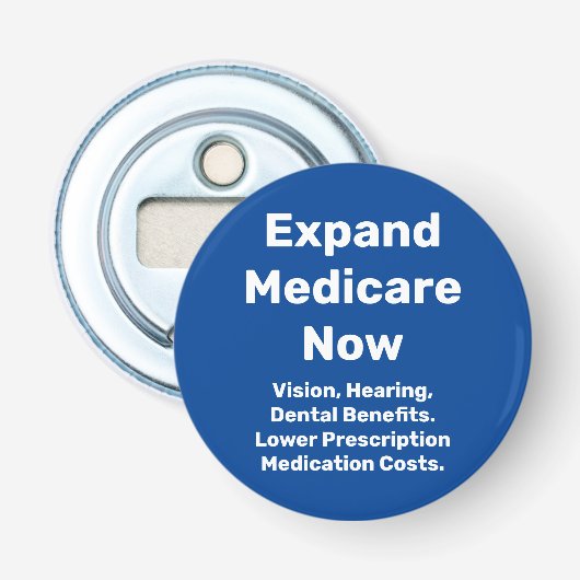 Medicare nu uitbreiden button flesopener (Voorkant)