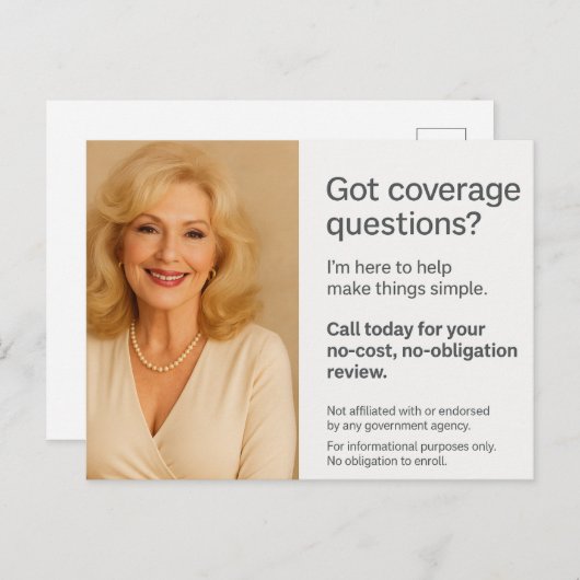 Medicare Postcard – Elegant Southern Agent Design Feestdagenkaart (Voorkant / Achterkant)
