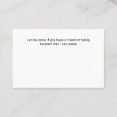 Medicare ziektekostenverzekering consultant foto visitekaartje (Achterkant)