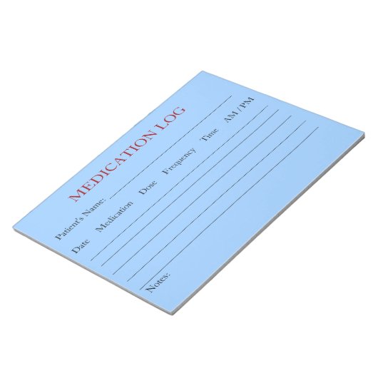 Medicatie Log Blocnote (Bleek blauw) (Schuin)
