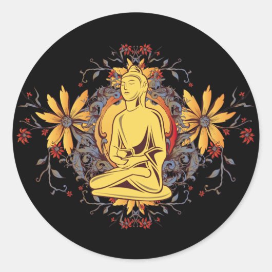 Medicijn Boeddha in Meditatie Ronde Sticker (Voorkant)