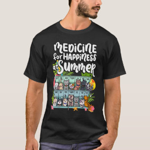 Medicijn Voor Geluk Op Zomer Weekdagen Dagen Kat T-shirt
