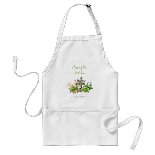 Medicinal Herbs Year Established Kitchen Apron Standaard Schort (Voorkant)
