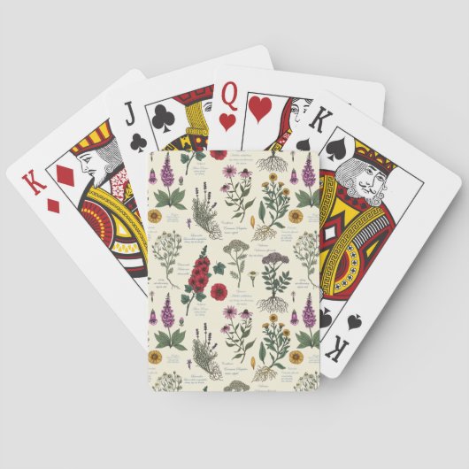 Medicinale kruidentuin herbarium op wit pokerkaarten (Achterkant)