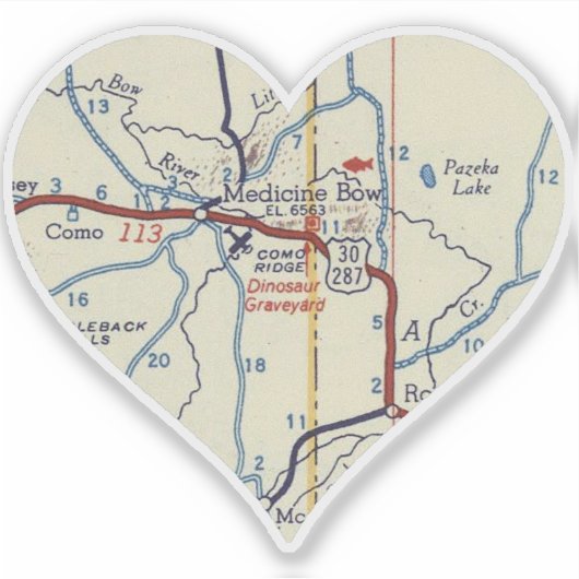 Medicine Bow Wyoming kaart Sticker (Voorkant)