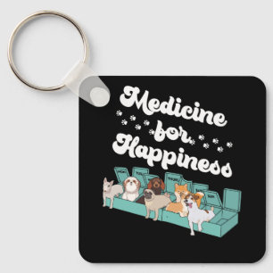 Medicine for Happiness Pillbox Dieren Hondenrassen Sleutelhanger