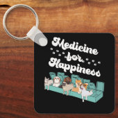 Medicine for Happiness Pillbox Dieren Hondenrassen Sleutelhanger (Voorkant)