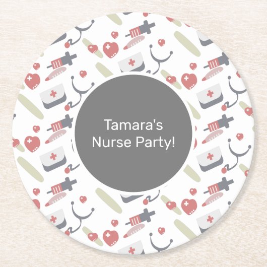 Medicine Graduation Party Nurse Practioner Pattern Ronde Kartonnen Onderzetter (Voorkant)
