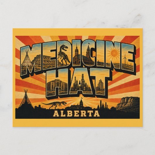 Medicine Hat Alberta Sunshine City Briefkaart (Voorkant)