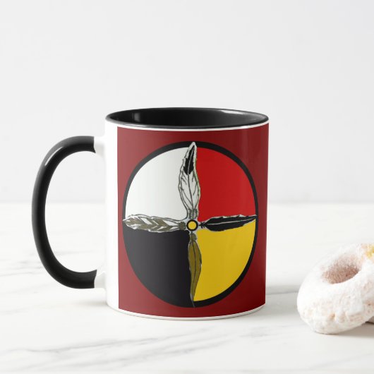 Medicine Wheel Cross Native American Coffee Mug Mok (Met donut)